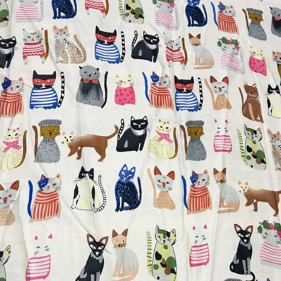 CAT Scarf Silk & Viscose Colorful Whimsical Playful Kitty Fashion Accessory - Picture 2 of 7